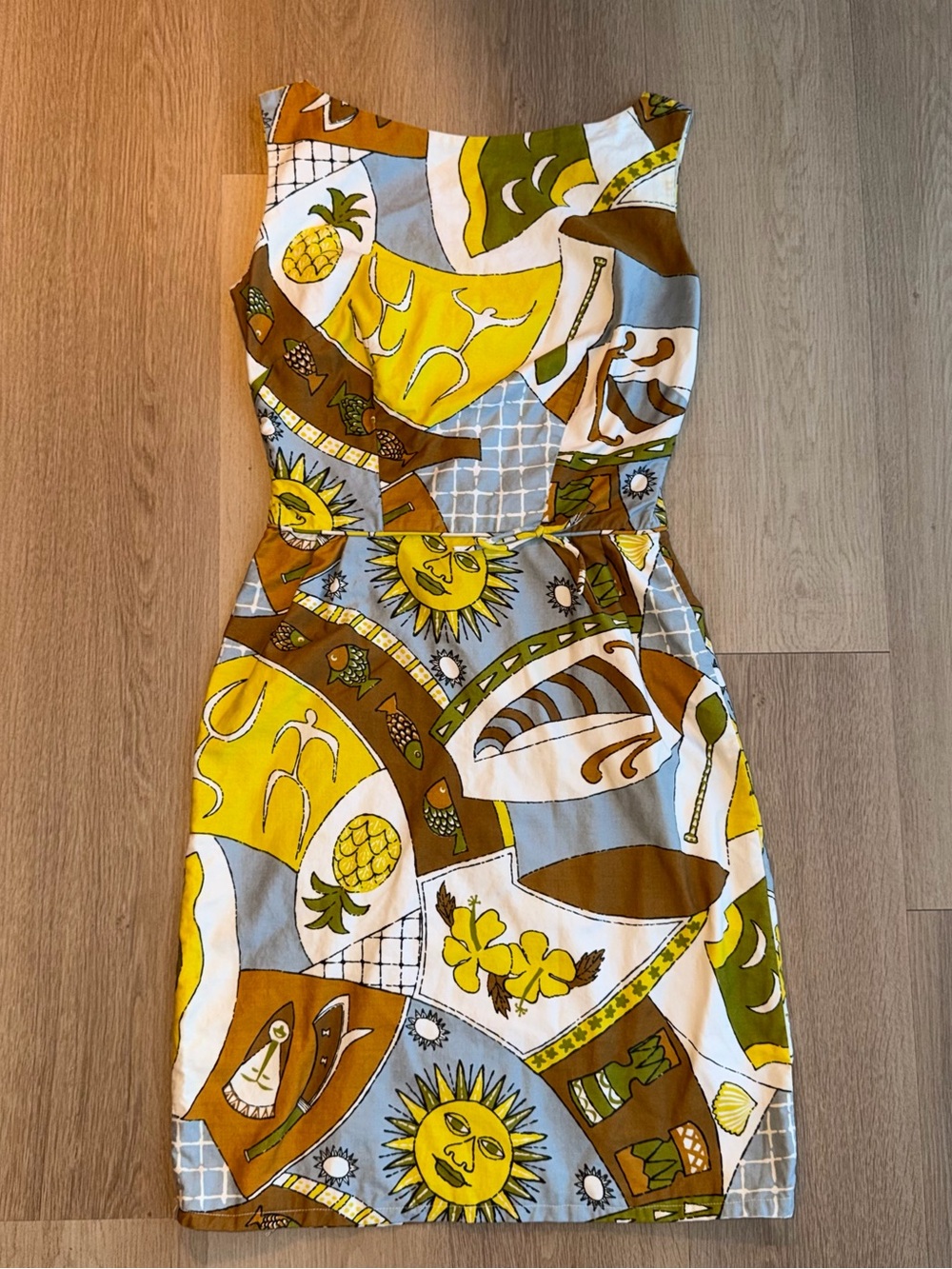 1960s Tiki Tori Richard Honolulu Sleeveless Dress